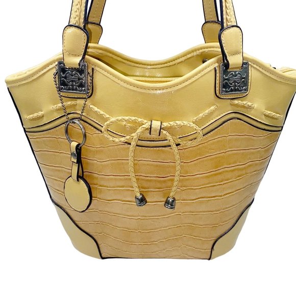 Beuno Yellow Faux Crocodile Shoulder Bag - Picture 7 of 16